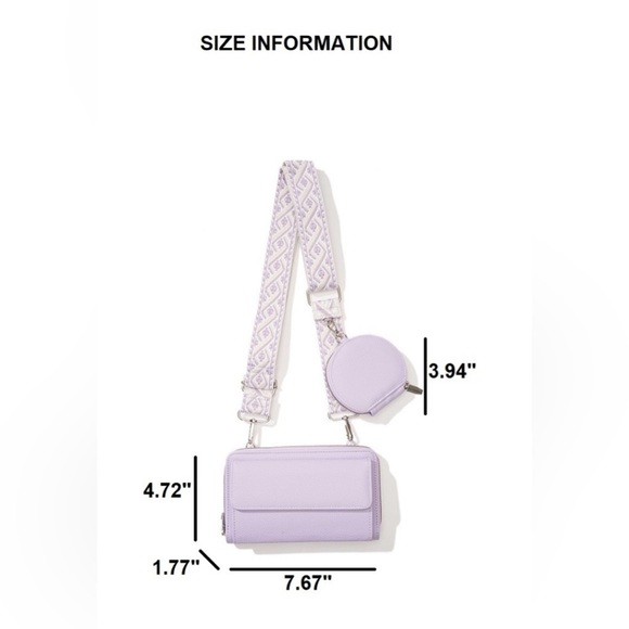 New!Camel Tan VEGAN LEATHER CROSSBODY DUO WALLET HANDBAG - Picture 6 of 7